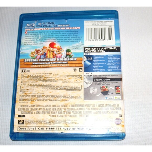 Alvin and the Chipmunks: Chip Wrecked Blu Ray - Picture 3 of 3